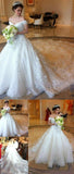 Ball Gown Romantic Long Train Luxury Off the Shoulder Wedding Dresses HZ0527