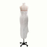 Elegant Lace White Sheath Prom Dress, Lace Simple Wedding Dress HZ0527