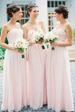 2025 Sweetheart A-line Long Chiffon Pink Bridesmaid Dress HZ0527