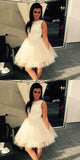 Cute A-Line Sleeveless Tulle Short Homecoming Dress with Lace Top HZ0527