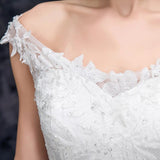 A Line Off the Shoulder Appliques Tulle Long Wedding Dress, Bridal Dresses HZ0527