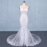 Mermaid Spaghetti Straps Lace Wedding Dress, Fashion Long Bridal Dresses HZ0527