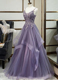 Beautiful Spaghetti Straps Lace Appliques Long Prom Dresses Evening Dresses HZ0527