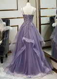 Beautiful Spaghetti Straps Lace Appliques Long Prom Dresses Evening Dresses HZ0527
