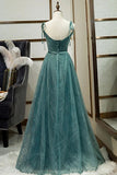 Spaghetti Straps Tulle Modest A Line Evening Dress Long Prom Dress HZ0527