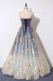 Unique A Line Strapless Ombre Long Prom Dress Stunning Party Dresses HZ0527