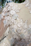 Prom Dresses Tulle High Neck Long Sleeves Handmade Flowers HZ0527