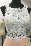 Halter Neck Beadings Blush Appliques Beaded Chiffon Prom Dresses HZ0527