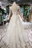 Prom Dresses Tulle High Neck Long Sleeves Handmade Flowers HZ0527