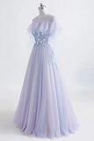 Promfast Princess Tulle Jewel Floor-length Prom Dress With Lace Appliques HZ0527