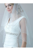 2 Layers Beaded Wedding Veil with Blusher Fingertip HZ0527