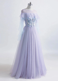 Promfast Princess Tulle Jewel Floor-length Prom Dress With Lace Appliques HZ0527