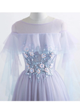 Promfast Princess Tulle Jewel Floor-length Prom Dress With Lace Appliques HZ0527