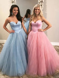 Promfast Charming A-line Sweetheart Zipper Long Prom Dresses Tulle Evening Dress HZ0527