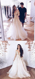 A-Line Long Sleeves Tulle Prom Dress with Appliques, Wedding Dresses HZ0527