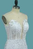 New Arrival Tulle Scoop Wedding Dresses Mermaid With Lace Applique HZ0527