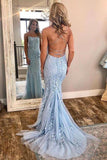 Burgundy Spaghetti Strap Mermaid Stunning Prom Dresses with Lace Appliques HZ0527