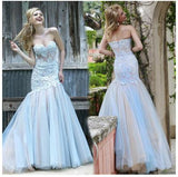 Mermaid Sweetheart Tulle Bridesmaid Dresses,Long Lace Fashion Prom Dresses HZ0527