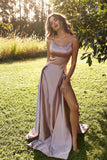 A-Line Sexy Slit Backless Cheap Straps Long Simple Prom Dress HZ0527