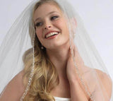 One Layer Fingertip Beading Edge Wedding Veil with Crystals and Sequins HZ0527