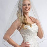 One Layer Fingertip Beading Edge Wedding Veil with Crystals and Sequins HZ0527
