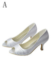 Beautiful White Peep Toe High Heel Handmade Comfy Wedding Shoes HZ0527