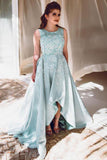 Gorgeous Satin Beautiful Sleeveless High Low Prom Dress With Lace HZ0527