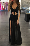 Promfast Trendy Twisted High Slit Maxi Romper Dress HZ0527