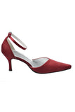 Burgundy Ankle Strap Comfy Close Toe Wedding Dress For Women HZ0527