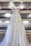 Sweetheart Lace Applique Long Prom Dress, Off White Evening Dress HZ0527