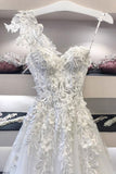 Sweetheart Lace Applique Long Prom Dress, Off White Evening Dress HZ0527