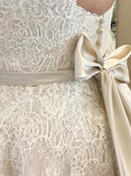Ivory A-Line Spaghetti Straps Plus Size Wedding Dress with Lace Appliques HZ0527