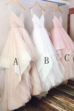 Simple A-line V-neck Spaghetti Straps Long Wedding Dress HZ0527