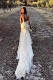 Modest Mermaid Ivory Sexy Sleeveless Lace Wedding Dresses HZ0527