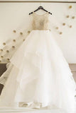 Simple A line Tulle Wedding Dresses, Cheap Long Prom Dress HZ0527