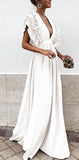 Boho Colorful V Neck A Line Cheap Bridesmaid Dress, Long Modest Dresses HZ0527