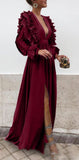 Boho Colorful V Neck A Line Cheap Bridesmaid Dress, Long Modest Dresses HZ0527
