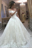 Princess Vintage Lace Appliques Off the Shoulder Tulle Wedding Dresses HZ0527