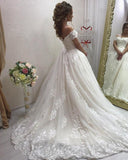 Princess Vintage Lace Appliques Off the Shoulder Tulle Wedding Dresses HZ0527