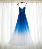 Royal Blue White Ombre Long Bridesmaid Dress,A-line Sweetheart Chiffon Prom Dresses HZ0527