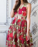 Red Floral Embroidery See Through Long Elegant Formal Prom Dresses HZ0527
