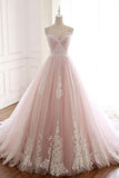 Pink Spaghetti Straps Tulle Prom Dress with Lace Appliques, A Line Formal Evening Party Dresses HZ0527