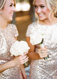 Sexy Short Sleeves Sequins Bling Long Bridesmaid Dresses 2025 HZ0527