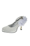 Charming Ivory Lace Ankle Strap Shoes With White Flowers HZ0527