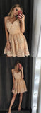 Stylish A-Line Spaghetti Straps Short Homecoming Dress with Lace Appliques HZ0527