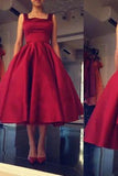 Cheap Burgundy Tea Length A Line Backless Bownot Homecoming Dress HZ0527
