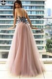 Promfast A line Long Tulle Fancy Strapless Unique Prom Dress for Sale HZ0527