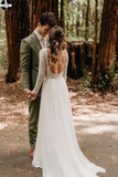 Promfast Scoop Long Sleeve Lace Wedding Dresses Vintage Romantic Wedding Gowns Bridal Gown HZ0527