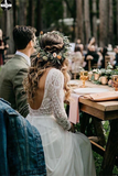 Promfast Scoop Long Sleeve Lace Wedding Dresses Vintage Romantic Wedding Gowns Bridal Gown HZ0527