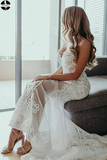 Promfast Sweetheart Sheath/Column Lace Appliques Beach Wedding Dress HZ0527